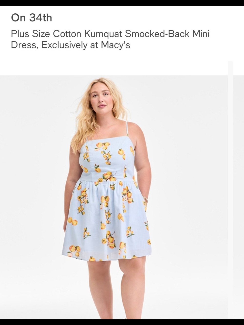 On 34th Light Blue Mini Dress with Kumquat Print